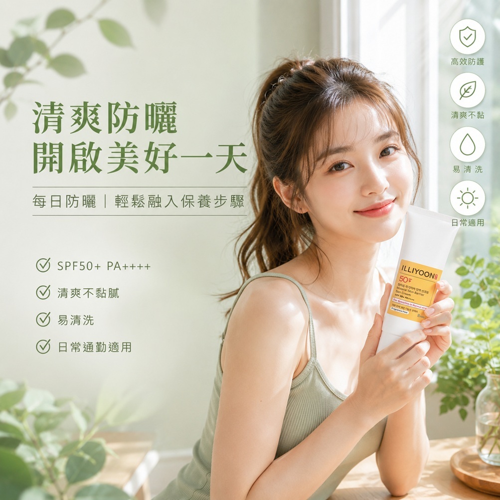 ILLIYOON 一理潤 物理性屏障防曬霜 SPF50+ PA++++(50ml)