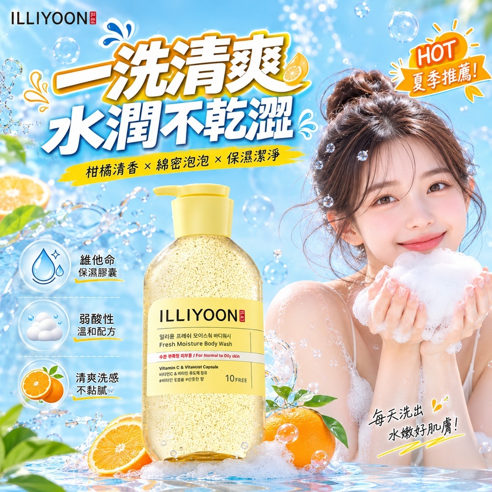 韓國 ILLIYOON 一理潤 清新保濕沐浴乳 柑橘香