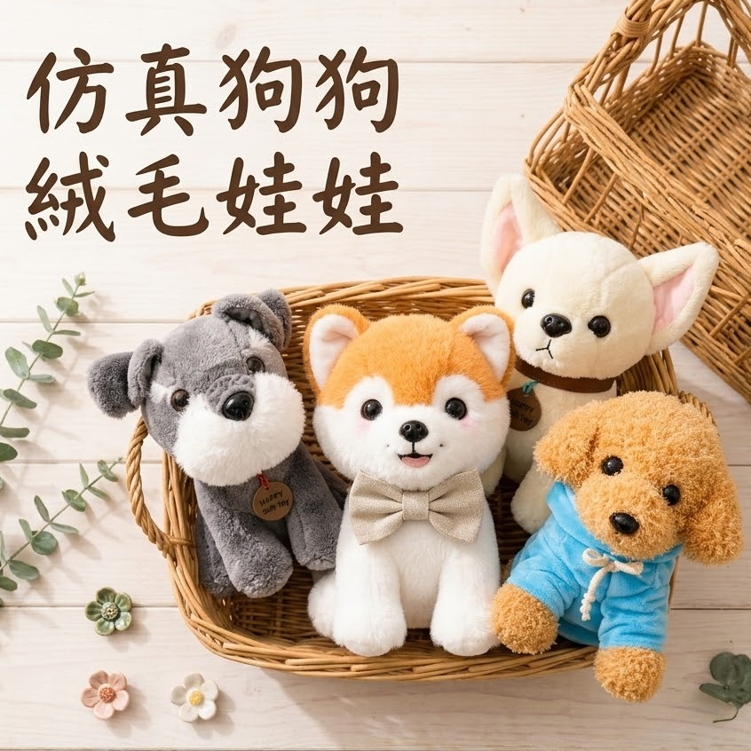 台灣現貨【仿真狗狗絨毛娃娃】18~22cm仿真狗狗娃娃, 狗狗絨毛玩偶, 毛絨玩具狗, 填充玩偶, 哈士奇玩偶, 貴賓