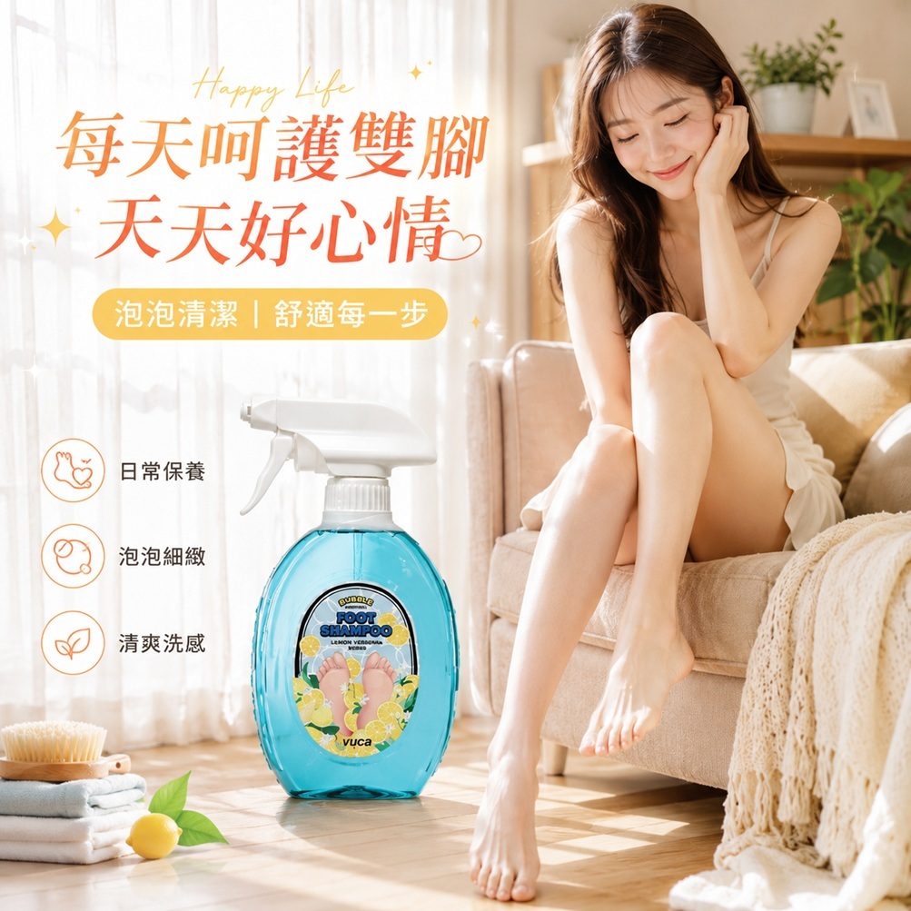 VUCA Perfect Bubble 足部清潔露 510ml 韓國製造 檸檬香氛綿密泡沫 足部清潔 去除髒污 足部護理
