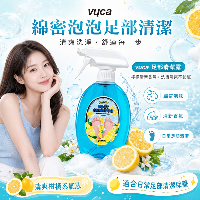 VUCA Perfect Bubble 足部清潔露 510ml 韓國製造 檸檬香氛綿密泡沫 足部清潔 去除髒污 足部護理
