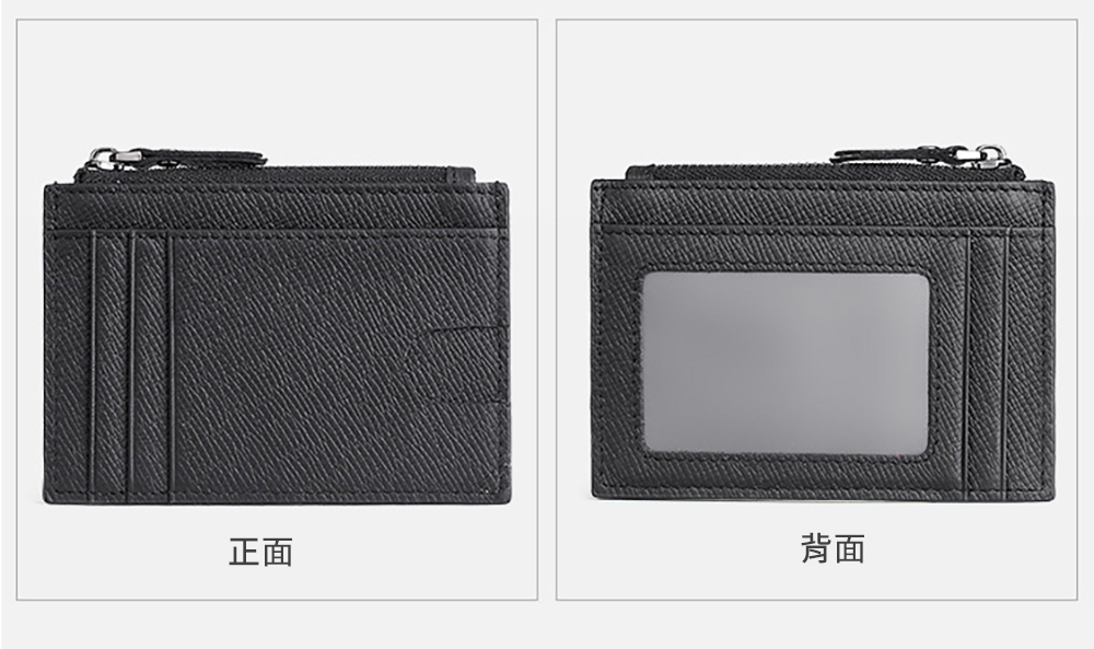 真皮多卡層零錢卡包正反面卡位與透明證件視窗