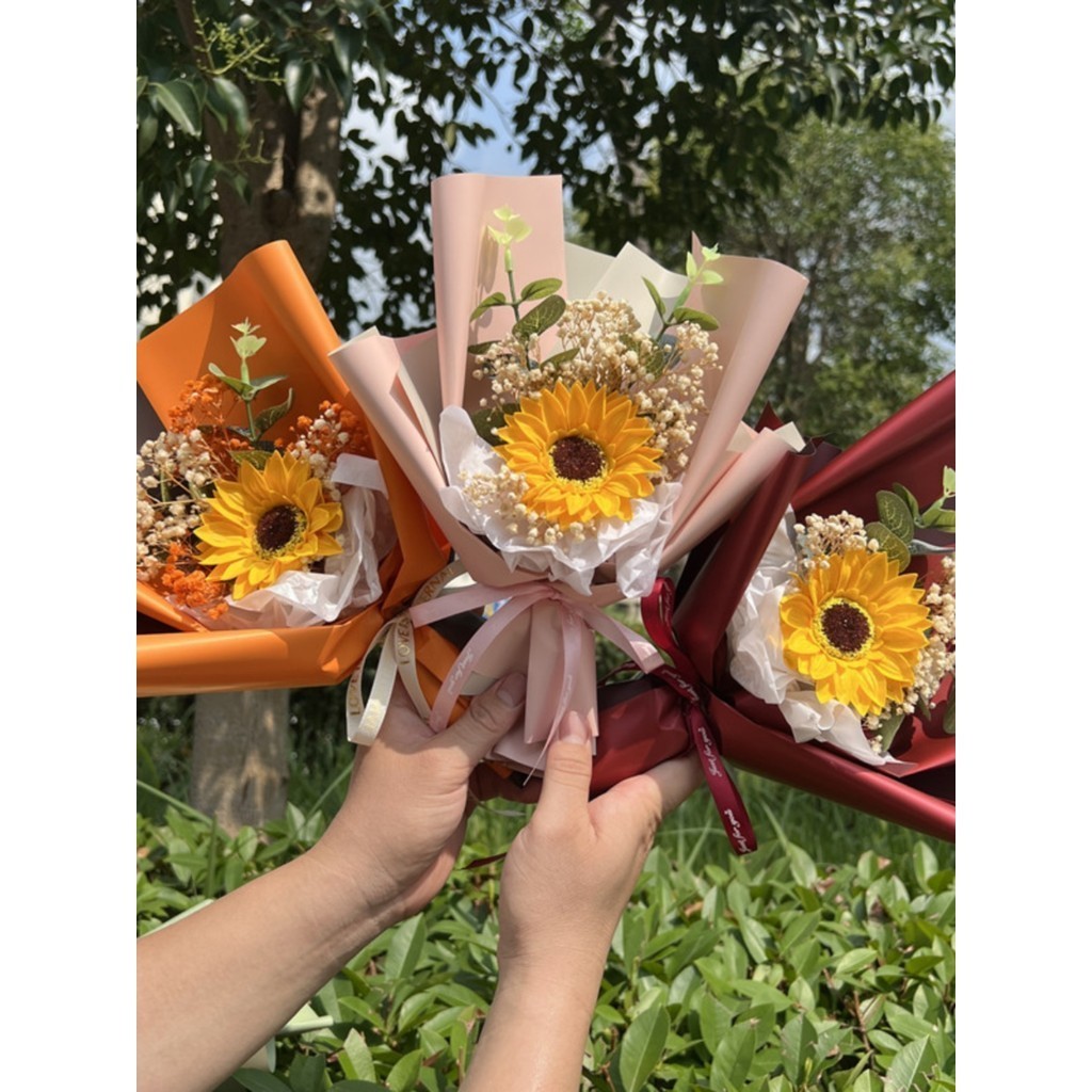 台灣現貨【向日葵香皂花束】迷你花束成品 不凋好保存 教師節謝師禮 母親節生日祝福 畢業季小禮物 母親節花束 送媽媽 生日