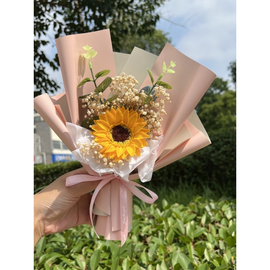 台灣現貨【向日葵香皂花束】迷你花束成品 不凋好保存 教師節謝師禮 母親節生日祝福 畢業季小禮物 母親節花束 送媽媽 生日