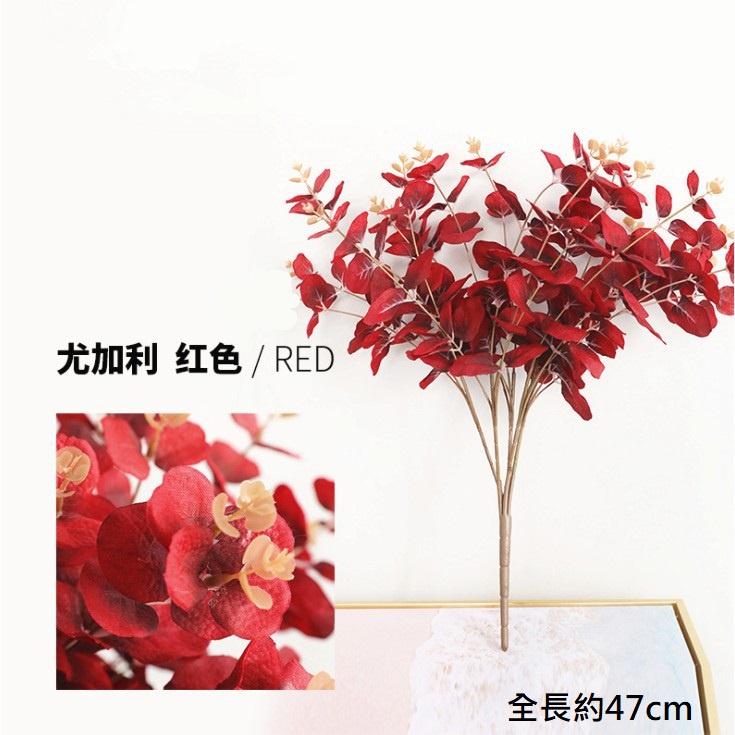 20頭北歐風格尤加利葉❰紅❱,價錢為1束的價格