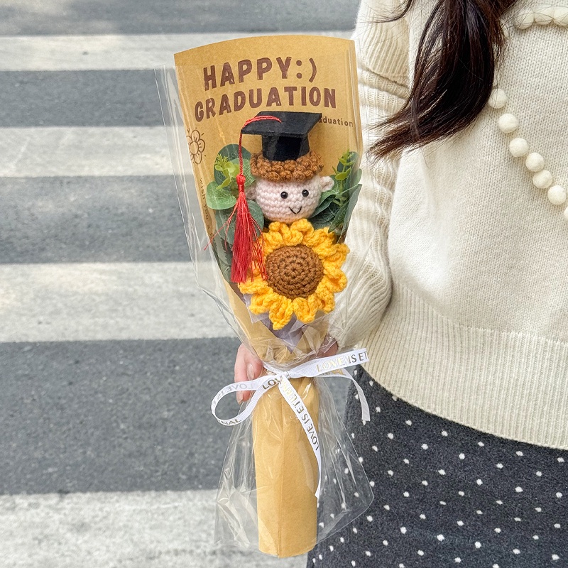 25cm向日葵＋畢業男孩(牛皮花袋),提袋等其他配件可至加購區選購