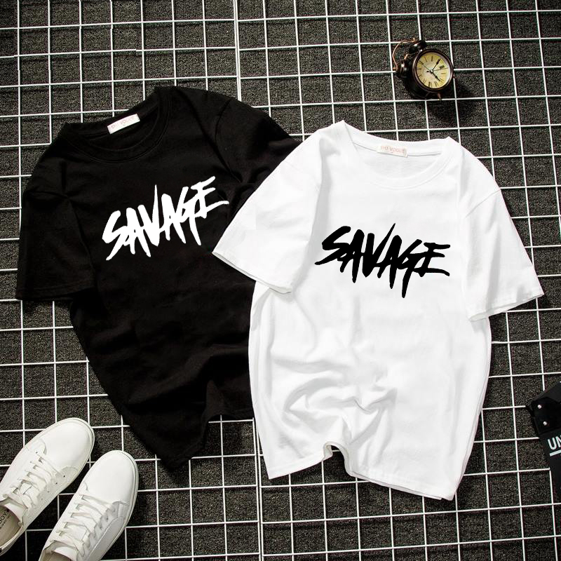 Svge unisex men's and women's t-shirt with loose sleeves, black and white round neck