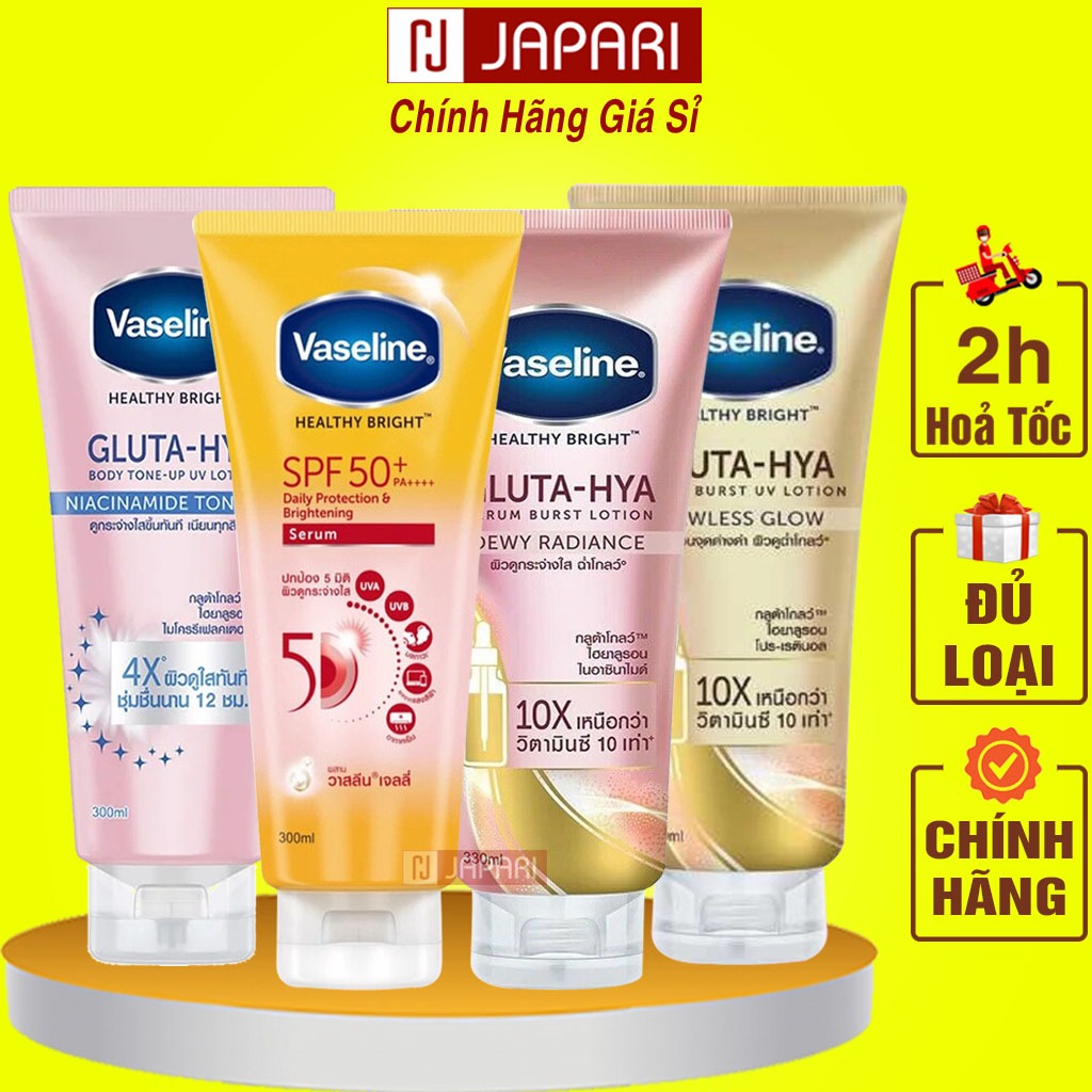 Vaseline Whitening Body Lotion 4X, Moisturizing 10x Sunscreen - Vasaline Serum Gluta Hya Full Body Body Lotion JAPARI